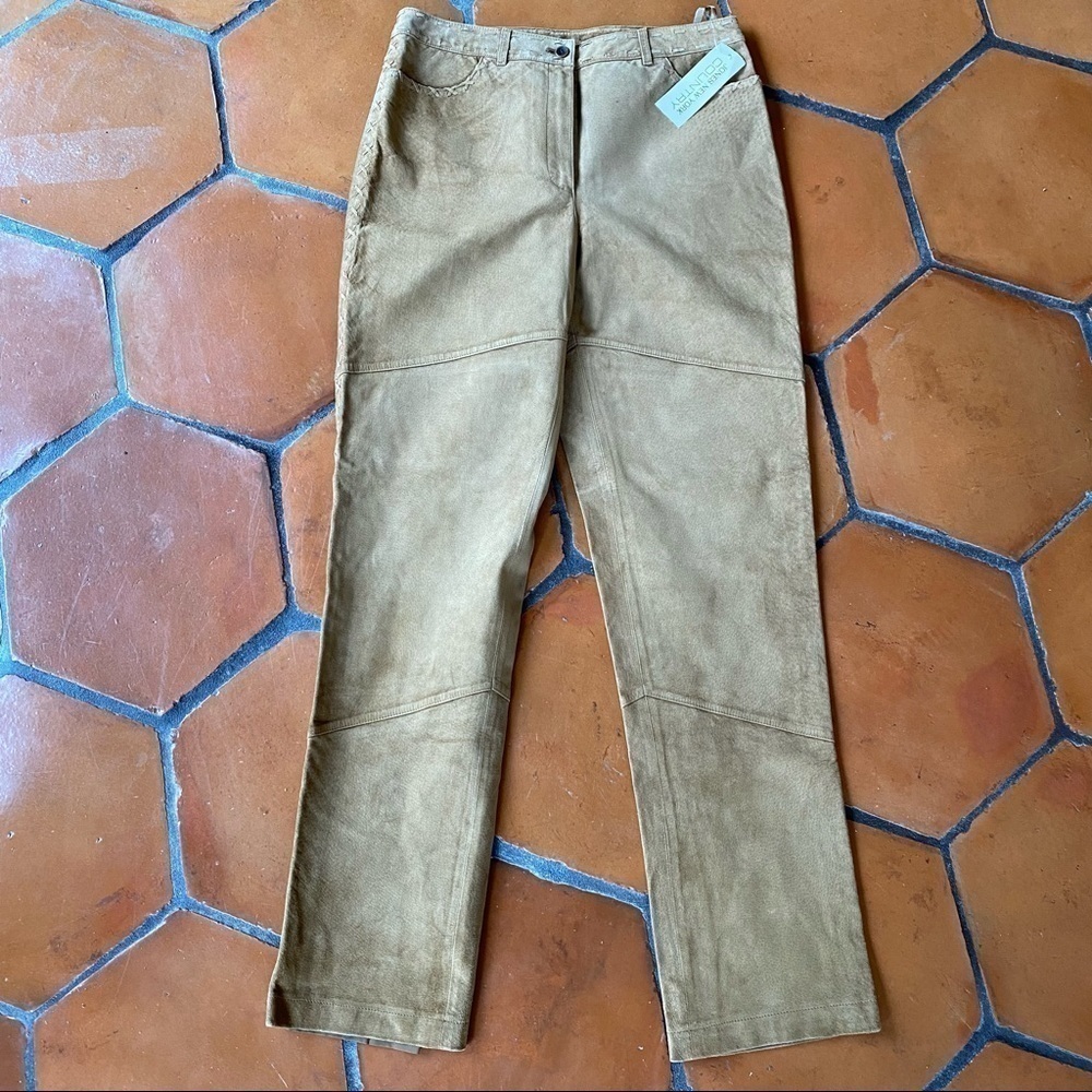 NEW JONES NEW YORK COUNTRY 8 100% LEATHER SUEDE PANTS Camel Color Western NWT
